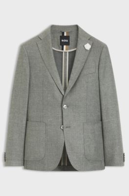 Slim-fit blazer van materiaal met microdessin, Groen