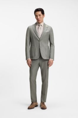 Slim-fit blazer van materiaal met microdessin, Groen