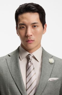 Slim-fit blazer in micro-patterned fabric, Green