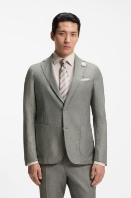Slim-fit blazer in micro-patterned fabric, Green