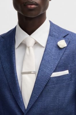 Veste slim en tissu &agrave; micro&nbsp;motif, Bleu fonc&eacute;