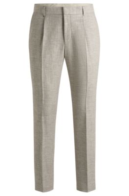 Formal trousers in micro-patterned stretch fabric, Light Beige