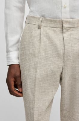 Formal trousers in micro-patterned stretch fabric, Light Beige