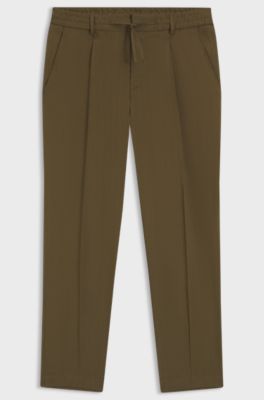 Tapered-fit machine-washable tailored trousers in a linen blend, Olive