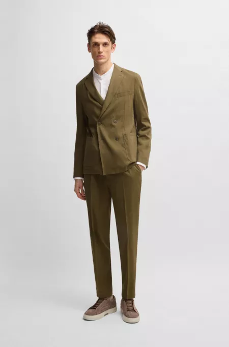 Tapered-fit trousers in a linen blend