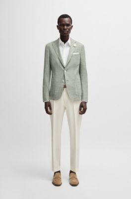 Slim-fit blazer in micro-patterned fabric, Green