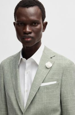Slim-fit blazer in micro-patterned fabric, Green