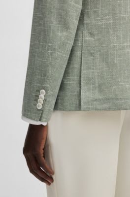 Veste slim en tissu &agrave; micro&nbsp;motif, Vert