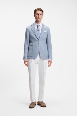 Slim-fit blazer in micro-patterned fabric, Light Blue