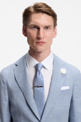 Slim-fit blazer in micro-patterned fabric, Light Blue