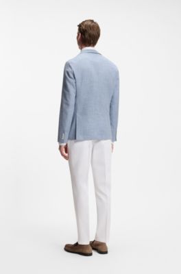 Slim-fit blazer in micro-patterned fabric, Light Blue