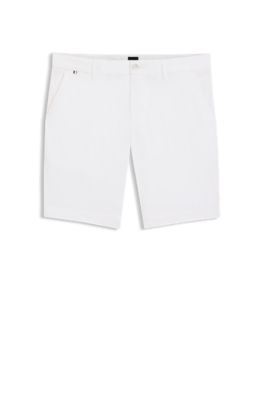 Slim-fit shorts in stretch-cotton twill, White