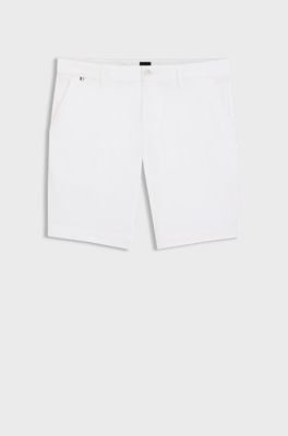 Slim-fit shorts in stretch-cotton twill, White