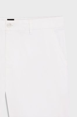 Short Slim en twill de coton stretch, Blanc
