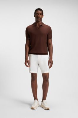 Slim-fit shorts in stretch-cotton twill, White