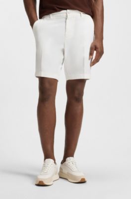 Slim-fit shorts in stretch-cotton twill, White