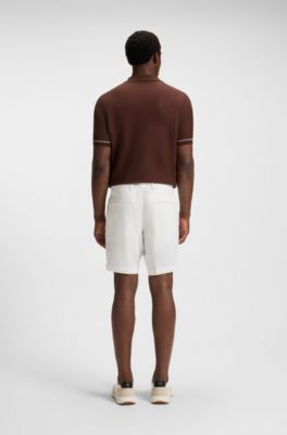Slim-fit shorts in stretch-cotton twill, White