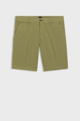 Slim-fit shorts in stretch-cotton twill, Olive