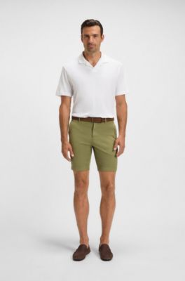 Slim-fit shorts in stretch-cotton twill, Olive
