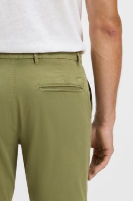 Slim-fit shorts in stretch-cotton twill, Olive