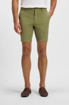 Slim-fit shorts in stretch-cotton twill, Olive