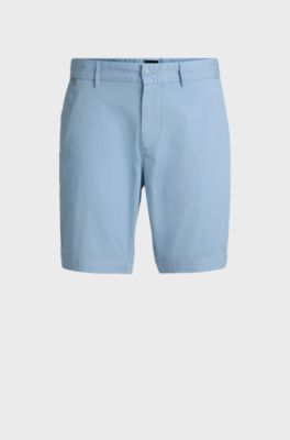 スリムフィット ショートパンツ ストレッチコットンツイル, ライトブルー