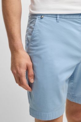 스트레치 코튼 트윌 슬림 핏 쇼츠, 라이트 블루
