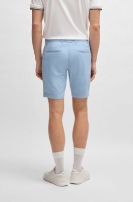 스트레치 코튼 트윌 슬림 핏 쇼츠, 라이트 블루