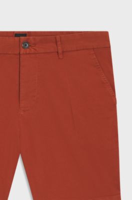 Slim-fit shorts in stretch-cotton twill, Dark Orange