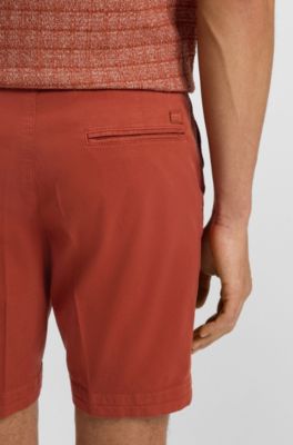 Slim-fit shorts in stretch-cotton twill, Dark Orange