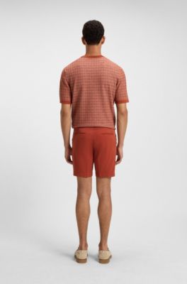 Slim-fit shorts in stretch-cotton twill, Dark Orange