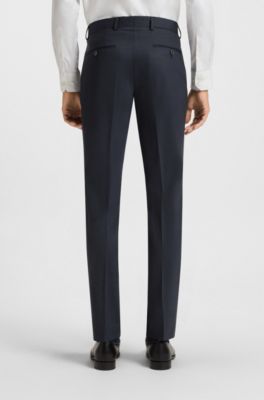 Regular-fit suit in a checked virgin-wool blend, Dark Blue