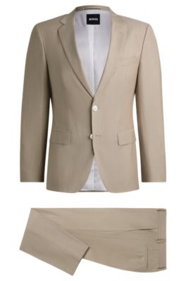 Slim-fit suit in a wool blend, Light Beige