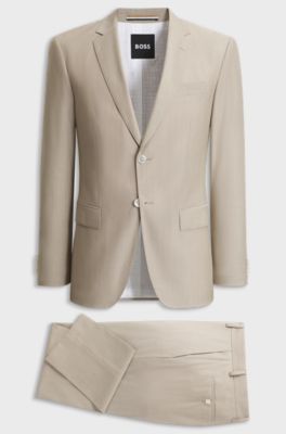 Slim-fit suit in a wool blend, Light Beige