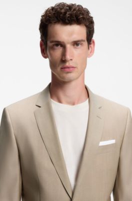 Slim-fit suit in a wool blend, Light Beige