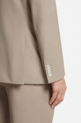 Slim-fit suit in a wool blend, Light Beige