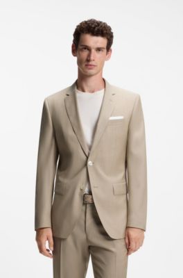Slim-fit suit in a wool blend, Light Beige