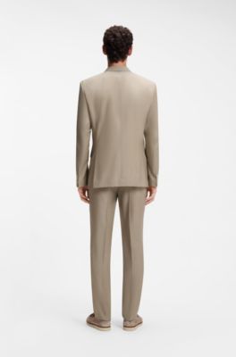 Slim-fit suit in a wool blend, Light Beige