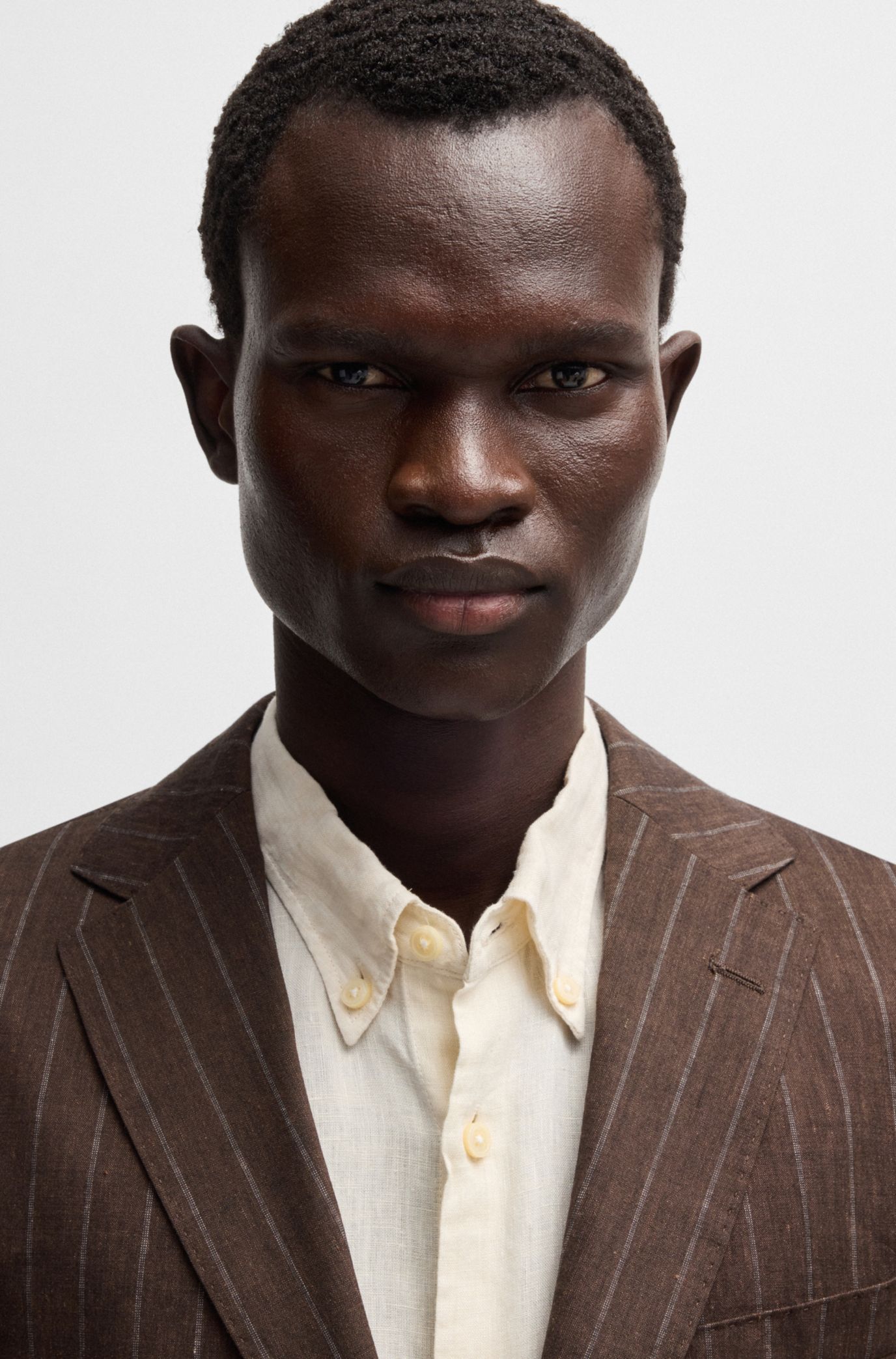 【美品】 HUGO BOSS ウール ピンストライプ セットアップ スーツ BOSS - ピンストライプスーツ リネン/ウール ストレッチ