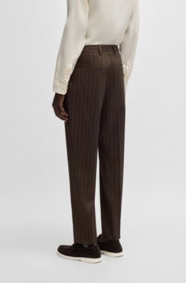 BOSS - ピンストライプスーツ リネン/ウール ストレッチ - ブラウン