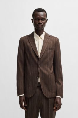 【美品】 HUGO BOSS ウール ピンストライプ セットアップ スーツ BOSS - ピンストライプスーツ リネン/ウール ストレッチ