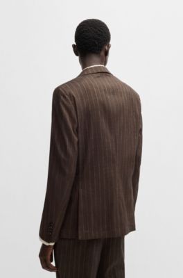 【美品】 HUGO BOSS ウール ピンストライプ セットアップ スーツ BOSS - ピンストライプスーツ リネン/ウール ストレッチ