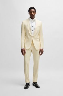 BOSS - Wool-blend tuxedo with silk-blend trims - White
