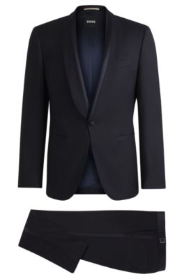 BOSS - Wool-blend tuxedo with silk-blend trims - Dark Blue