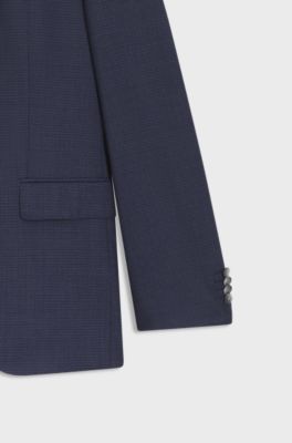 Regular-fit three-piece suit in stretch wool, Dark Blue