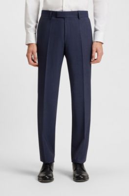Regular-fit three-piece suit in stretch wool, Dark Blue