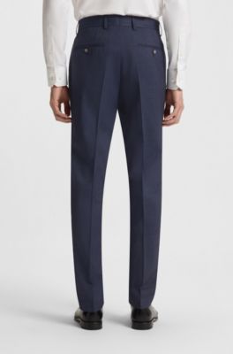 Regular-fit three-piece suit in stretch wool, Dark Blue