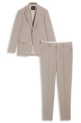 Three-piece suit in micro-patterned stretch cloth