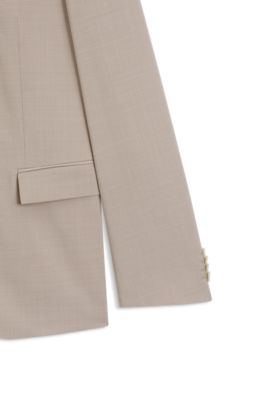 Three-piece suit in micro-patterned stretch cloth, Light Beige