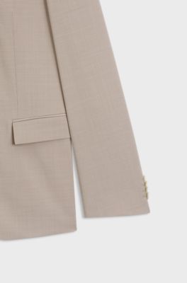 Three-piece suit in micro-patterned stretch cloth, Light Beige